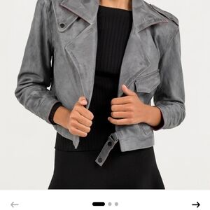 Stylish Women's Gray Leather Jacket